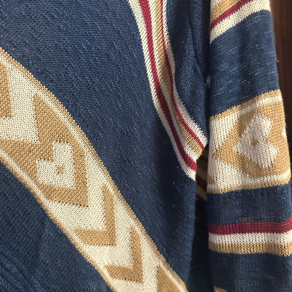 Open Front Oversized Fringe Cardigan with Cowl Button Up Navy - Picture 7 of 9